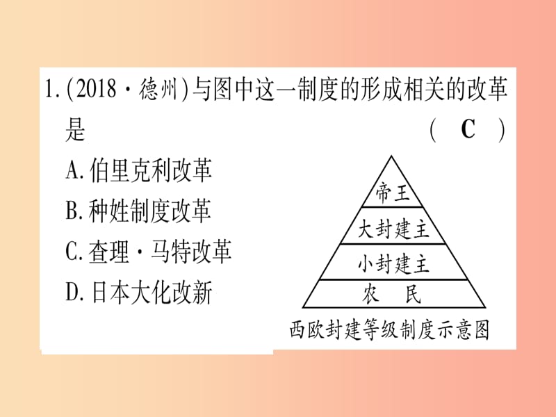 2019中考历史总复习 第一篇 考点系统复习 板块4 世界古、近代史 主题二 中古时期的欧洲与亚洲（精练）课件.ppt_第2页