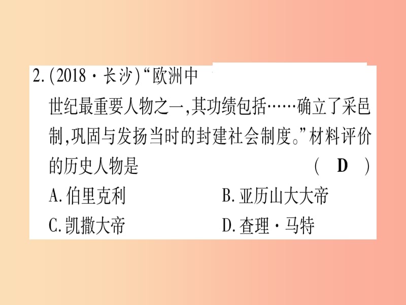 2019中考历史总复习 第一篇 考点系统复习 板块4 世界古、近代史 主题二 中古时期的欧洲与亚洲（精练）课件.ppt_第3页