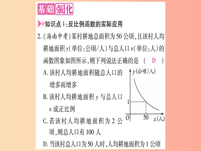 九年级数学上册 第21章 二次函数与反比例函数 21.5 反比例函数 第3课时 反比例函数的应用作业课件 沪科版.ppt_第3页