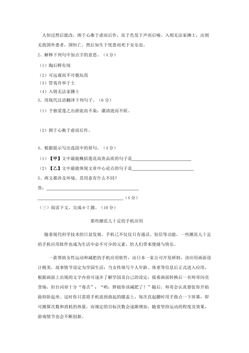 2019-2020年中考模拟（一）语文试题(I).doc_第2页