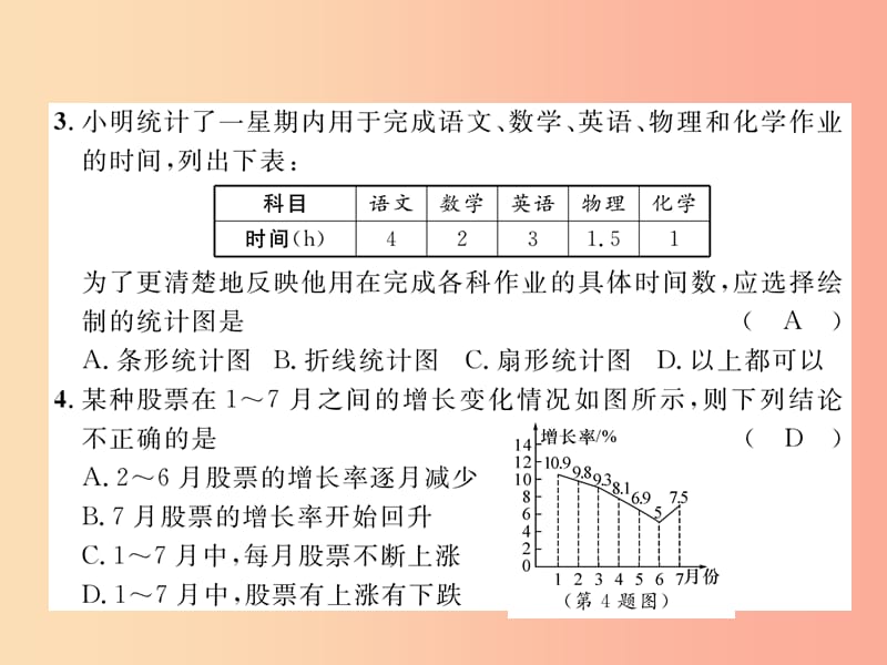 2019年秋七年级数学上册 第5章 数据处理达标测试卷课件（新版）沪科版.ppt_第3页