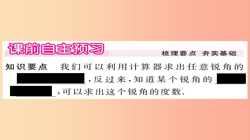 2019秋九年级数学上册 第24章 解直角三角形 24.3.2 用计算器求锐角三角函数值习题课件（新版）华东师大版.ppt_第2页