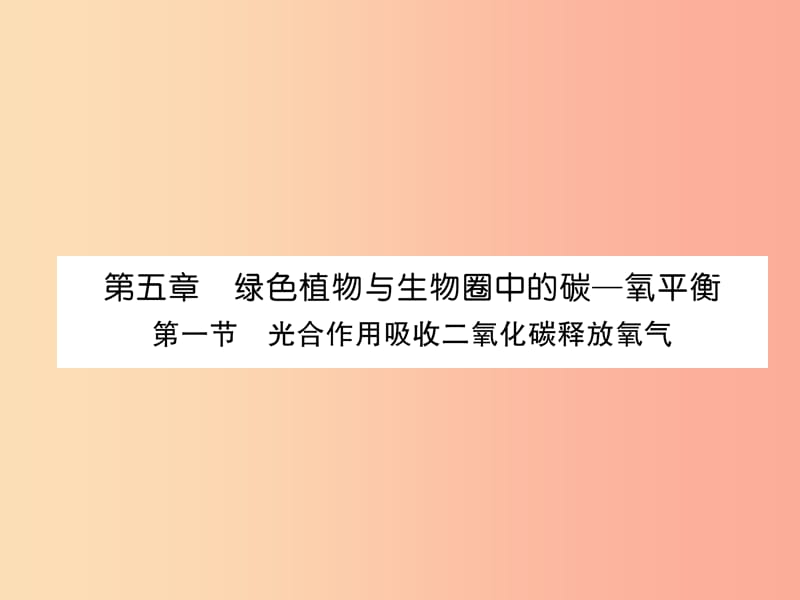 2019年七年级生物上册 3.5.1 光合作用吸收二氧化碳释放氧气习题课件 新人教版.ppt_第1页