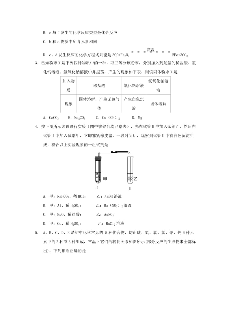 2019-2020年中考化学第二轮知识点复习-物质的推断.doc_第3页