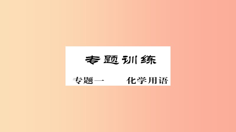 2019年中考化学总复习 第二轮 专题训练 提升能力 专题一 化学用语练习课件.ppt_第1页