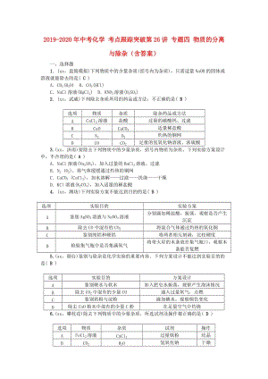 2019-2020年中考化學 考點跟蹤突破第26講 專題四 物質的分離與除雜（含答案）.doc