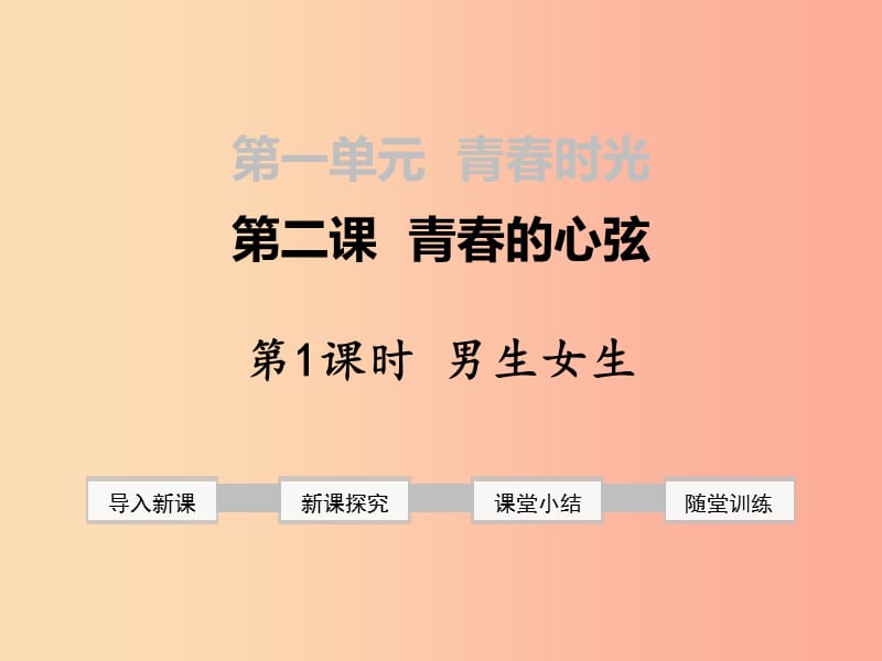 2019年春七年级道德与法治下册 第一单元 青春时光 第二课 青春的心弦 第1框 男生女生课件 新人教版.ppt_第1页