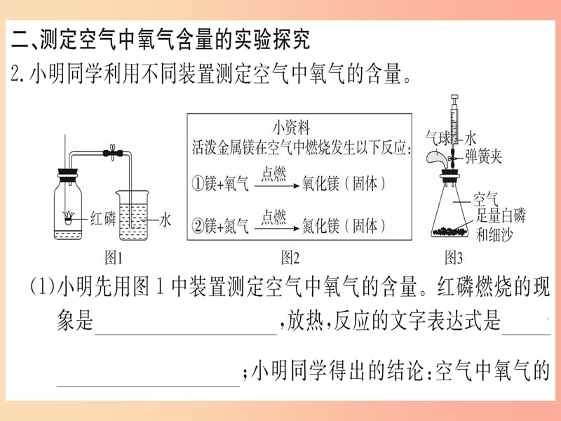 2019年秋九年级化学上册 强化训练4 测定空气中氧气的含量课件 新人教版.ppt_第3页