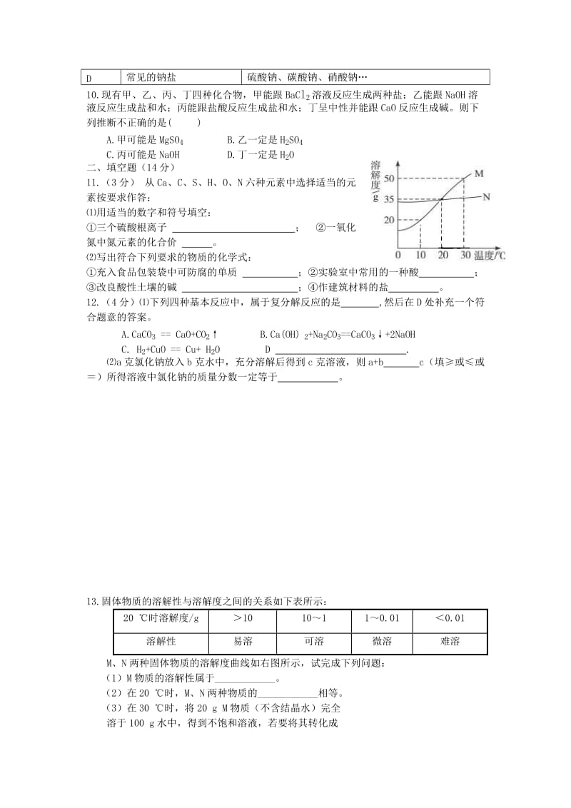 2019-2020年中考化学模拟试题（二）.doc_第2页