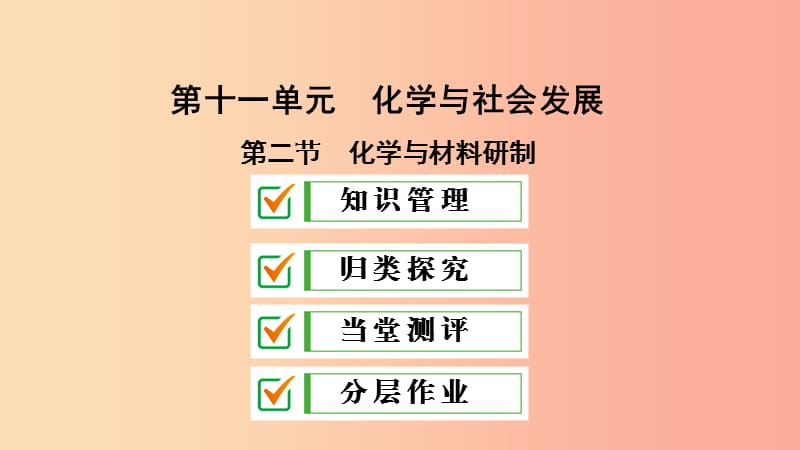 九年级化学下册 第十一单元 化学与社会发展 第二节 化学与材料研制课件（新版）鲁教版.ppt_第1页