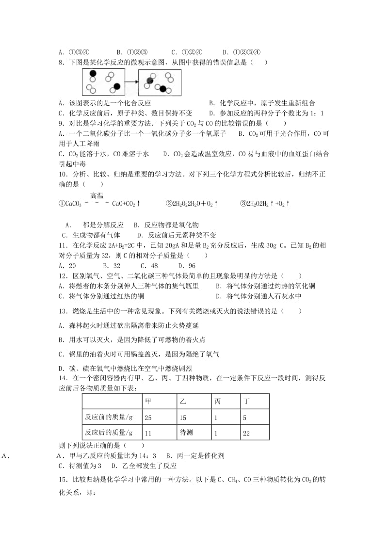 2019-2020年九年级化学上学期第三次月考试题(I).doc_第2页