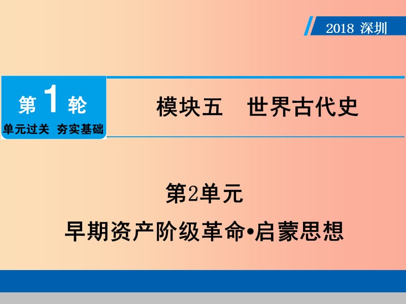 广东省2019年中考历史总复习 第1轮 模块五 世界近代史 第2单元 早期资产阶级革命 启蒙思想课件.ppt_第1页