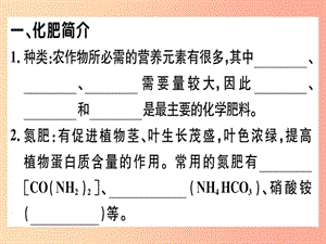 (安徽專版)九年級化學下冊第十一單元鹽化肥課題2第1課時化學肥料習題課件新人教版.ppt