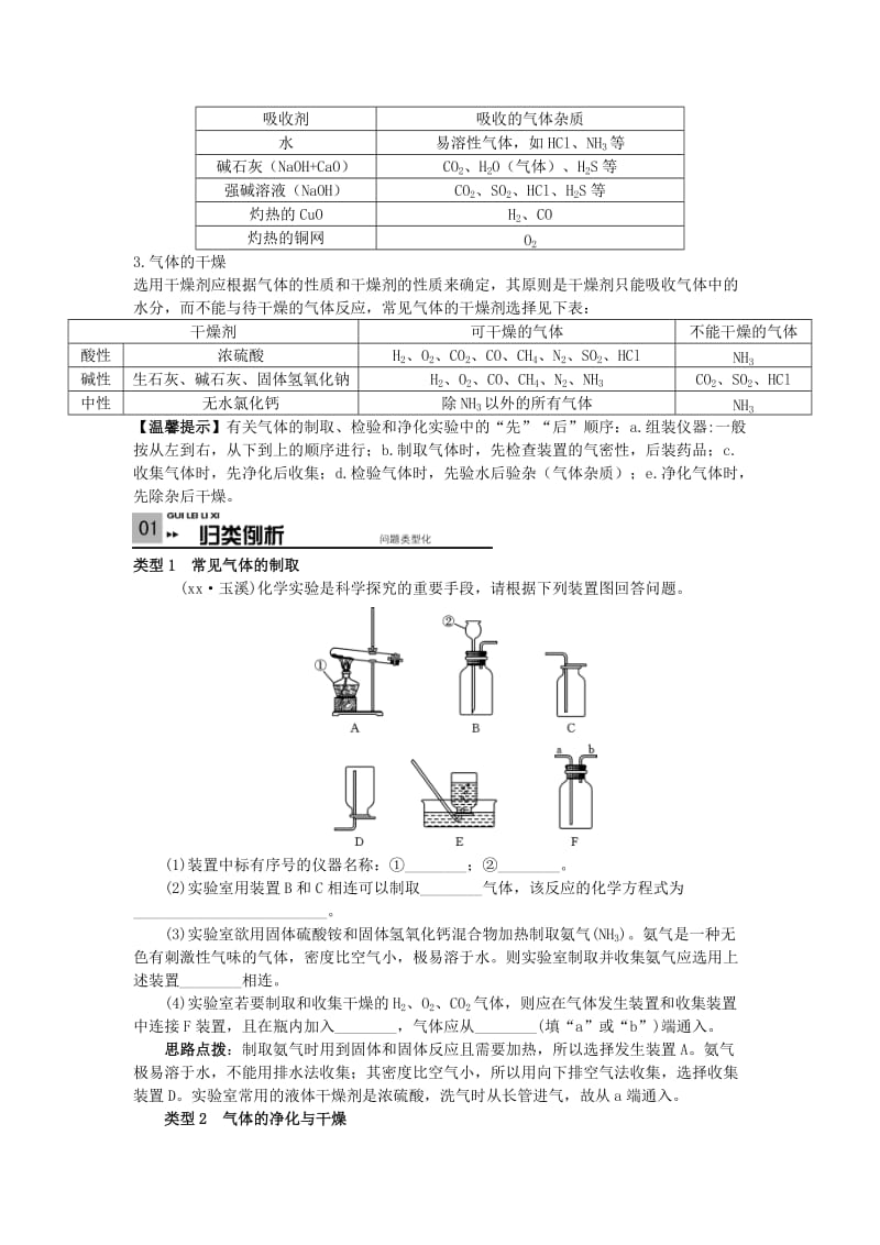 2019-2020年中考化学滚动小专题（二）气体的制备与净化（含答案）新人教版.doc_第3页