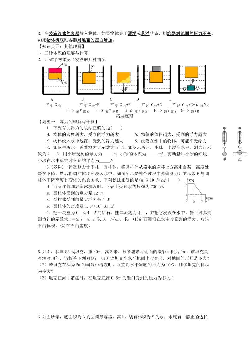 2019-2020年中考物理特训 浮力习题 新人教版.doc_第2页