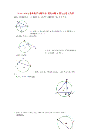 2019-2020年中考數(shù)學(xué)專題訓(xùn)練 圓的專題3 圓與全等三角形.doc