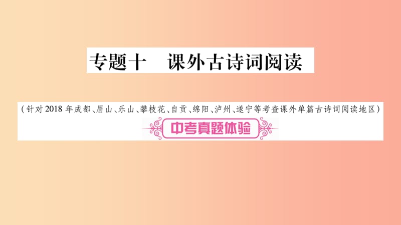 四川省2019年中考语文 专题10 课外古诗词阅读精讲课件.ppt_第1页