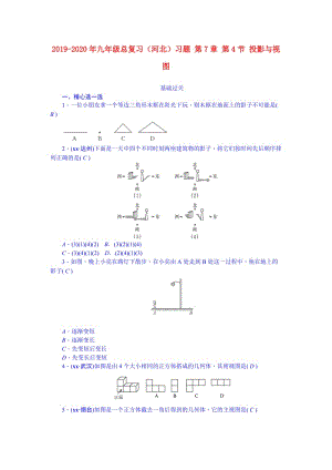 2019-2020年九年級(jí)總復(fù)習(xí)（河北）習(xí)題 第7章 第4節(jié) 投影與視圖.doc