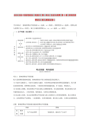 2019-2020年高考政治一輪復(fù)習(xí) 第一單元 生活與消費(fèi) 第3課 多彩的消費(fèi)講義 新人教版必修1.doc