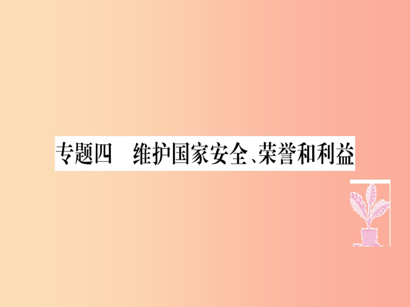 八年级道德与法治上册专题四维护国家安全荣誉和利益习题课件新人教版.ppt_第1页