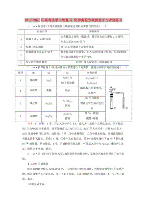 2019-2020年高考化學(xué)二輪復(fù)習(xí) 化學(xué)實驗方案的設(shè)計與評價練習(xí).doc