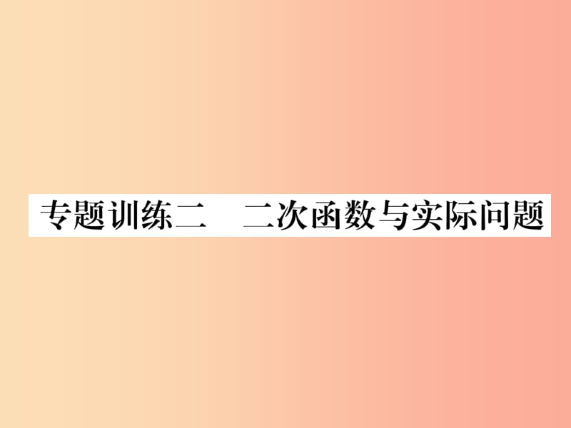 2019秋九年级数学上册专题训练2二次函数与实际问题习题课件新版沪科版.ppt_第1页