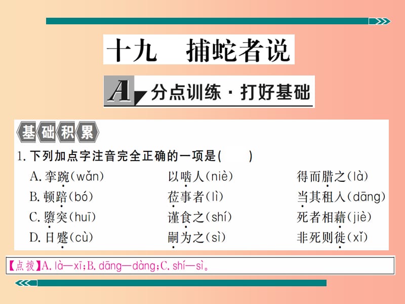 九年级语文上册第五单元十九捕蛇者说习题课件苏教版.ppt_第2页