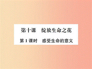 河南省2019年七年級道德與法治上冊 第四單元 生命的思考 第十課 綻放生命之花 第1框 感受生命的意義.ppt