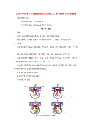 2019-2020年九年級(jí)物理全冊(cè)知識(shí)點(diǎn)匯總 第十四章 內(nèi)能的利用.doc