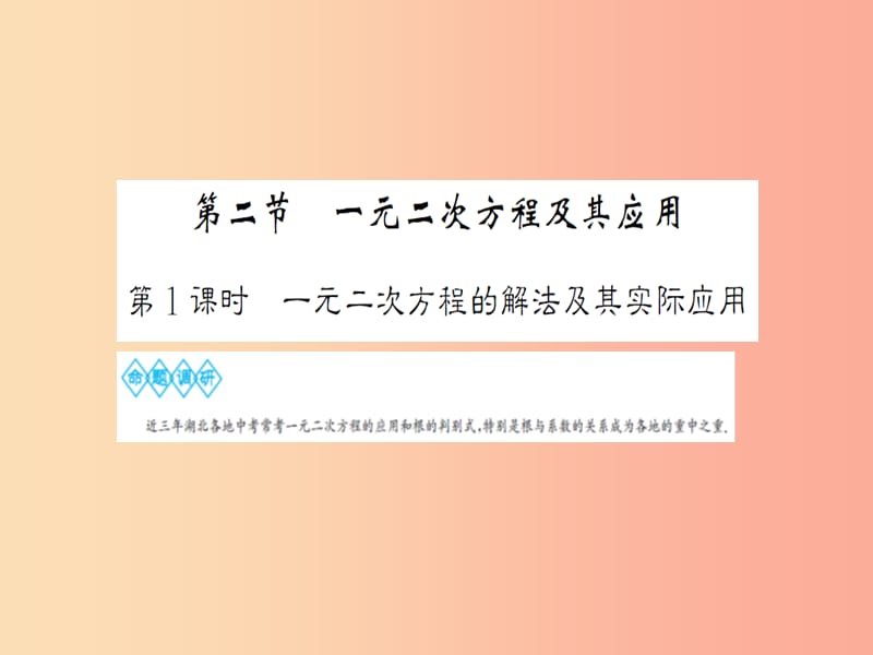 中考数学一轮复习第二章方程与不等式第二节一元二次方程及其应用第1课时一元二次方程的解法及其实际应用.ppt_第1页