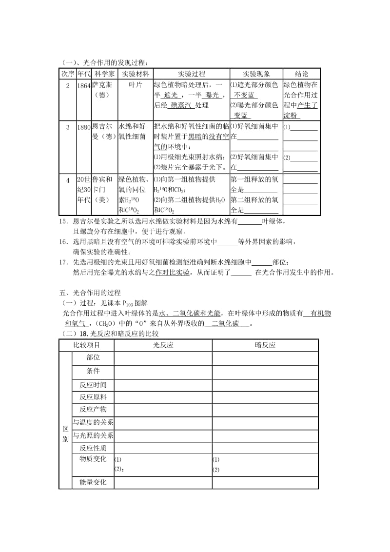 2019-2020年高二生物《光与光合作用》学案.doc_第2页