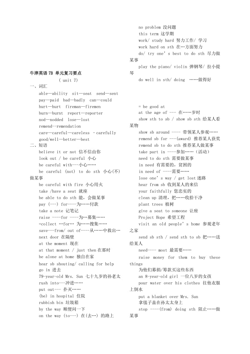 2019-2020年中考英语 七下 Unit 6-8单元复习要点 牛津译林版.doc_第3页