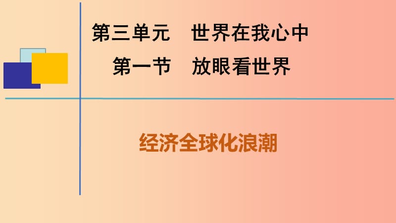 九年级道德与法治上册 第一单元 世界在我心中 第一节 放眼看世界 第2框 经济全球化浪潮课件 湘教版.ppt_第1页