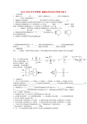 2019-2020年中考物理 透鏡及其應用日常復習練習.doc