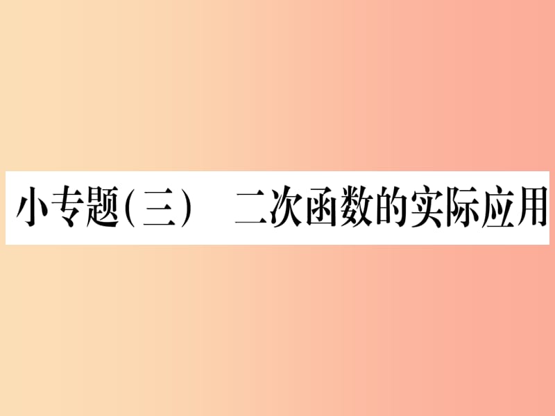 九年级数学下册 小专题（三）二次函数的实际应用作业课件 （新版）湘教版.ppt_第1页