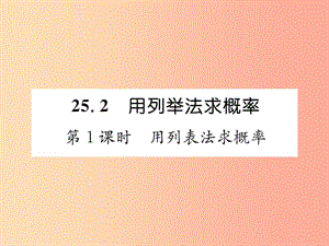 九年级数学上册第25章概率初步25.2用列举法求概率第1课时用列表法求概率习题课件 新人教版.ppt