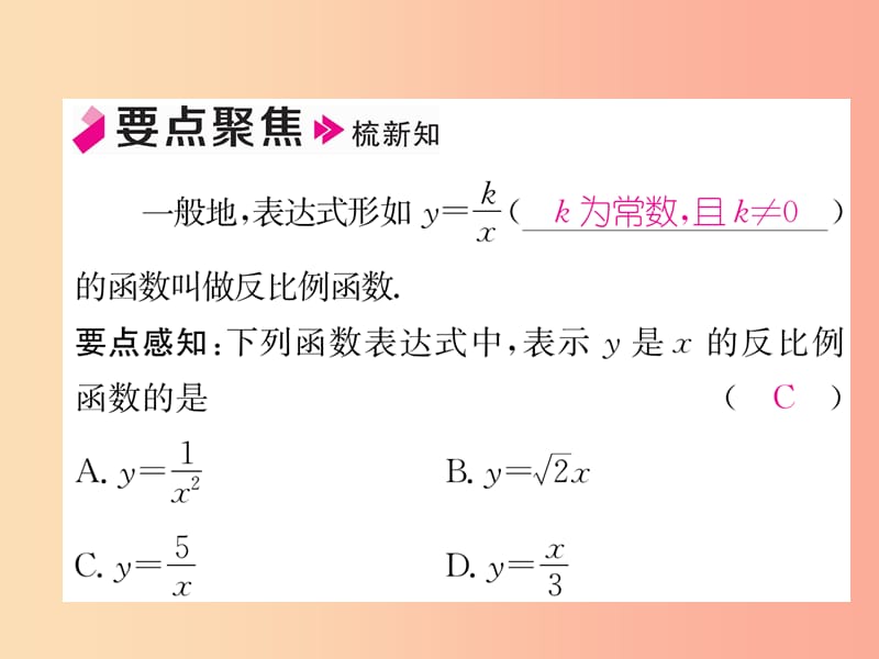 九年级数学上册 第21章 二次函数与反比例函数 21.5 反比例函数 第1课时 反比例函数习题课件 沪科版.ppt_第2页