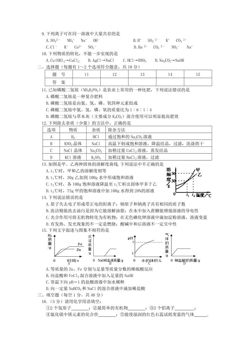 2019-2020年九年级化学4月月考试题 沪教版.doc_第2页