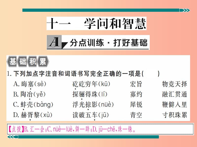 九年级语文上册 第三单元 十一 学问和智慧习题课件 苏教版.ppt_第2页