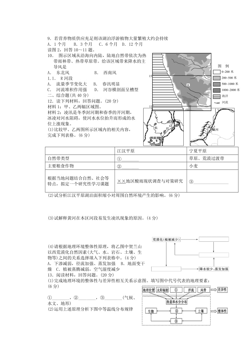 2019-2020年高考地理一轮复习活页训练12 地理环境的整体性.doc_第2页