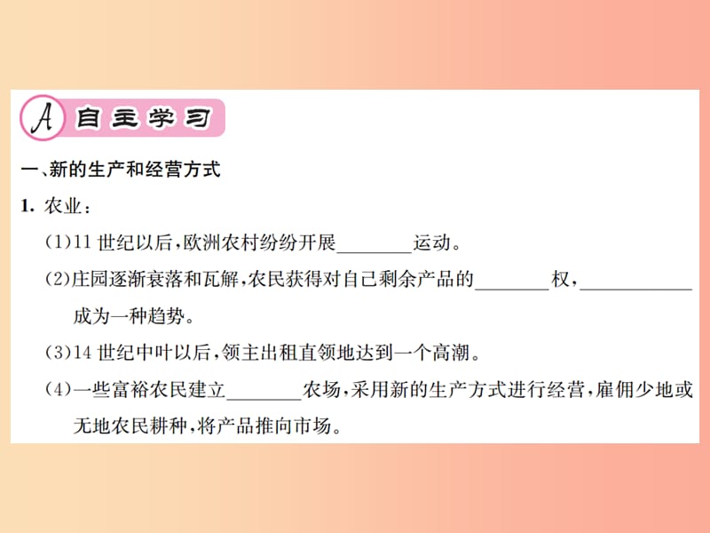 九年级历史上册 第5单元 步入近代 第13课 西欧经济和社会的发展作业课件 新人教版.ppt_第2页