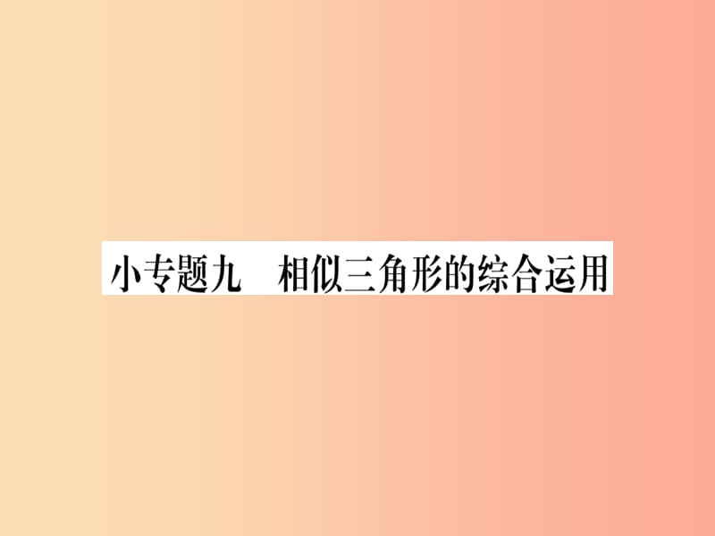 2019秋九年级数学上册 第23章 图形的相似 小专题（9）相似三角形的综合运用作业课件（新版）华东师大版.ppt_第1页