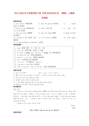 2019-2020年七年級(jí)英語下冊 各單元知識(shí)點(diǎn)匯總 （新版）人教新目標(biāo)版.doc