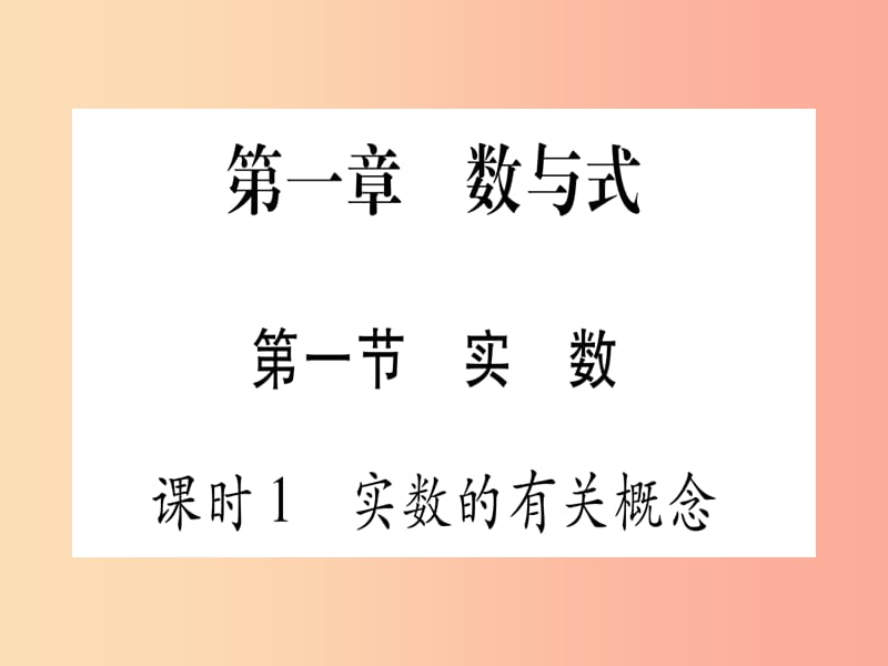 2019中考数学总复习 第1轮 考点系统复习 第1章 数与式 第1节 实数 课时1 实数的有关概念习题课件.ppt_第1页