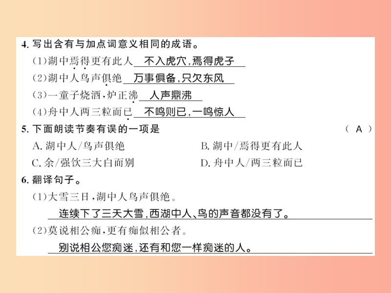 广西专版2019年九年级语文上册第三单元第12课湖心亭看雪习题课件新人教版.ppt_第3页