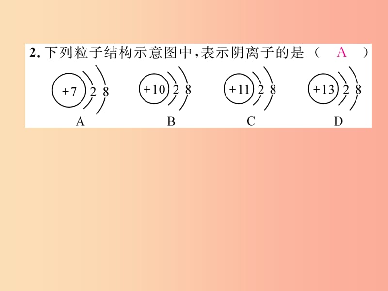 九年级化学上册 第3单元 物质构成的奥秘 课题2 原子的结构 第2课时 离子的形成及相对原子质量作业 .ppt_第3页