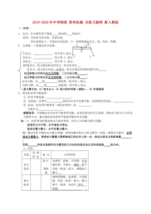 2019-2020年中考物理 簡(jiǎn)單機(jī)械 功復(fù)習(xí)提綱 新人教版.doc