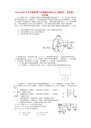 2019-2020年九年級(jí)物理下學(xué)期輔導(dǎo)材料39（提優(yōu)班無答案） 蘇科版.doc