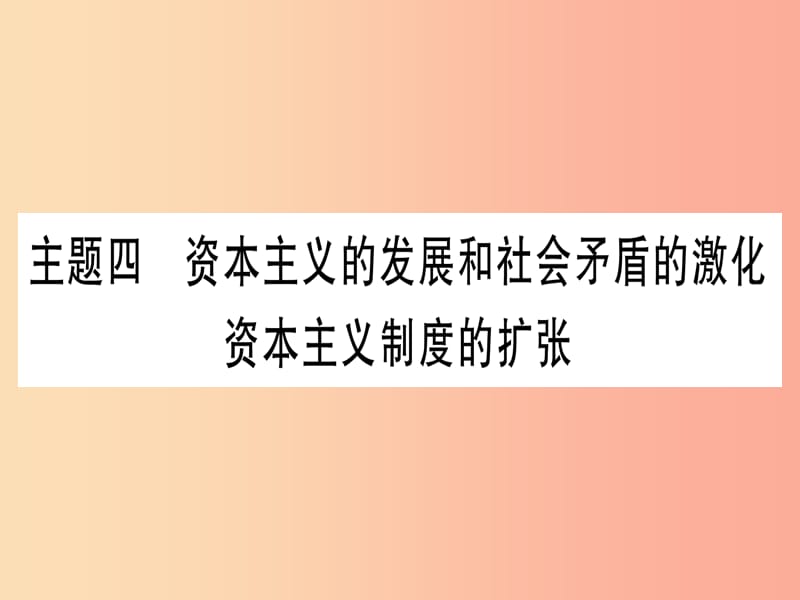 中考历史准点备考 板块四 世界古、近代史 主题四 资本主义的发展和社会矛盾的激化 资本主义制度的扩张 .ppt_第1页