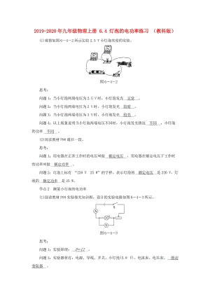 2019-2020年九年級(jí)物理上冊(cè) 6.4 燈泡的電功率練習(xí) （教科版）.doc